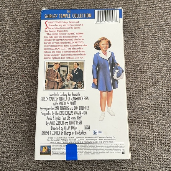 5/$25 Vintage Shirley Temple Rebecca Of Sunnybrook Farm VHS 1938 Remastered - Picture 2 of 4